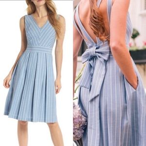 Gal Meets Glam Samantha Lined Stripe Fit Flare Dress Sz 12